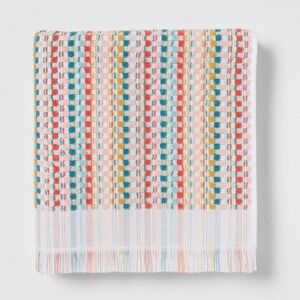 Opalhouse Multi Striped Sonoma Bath Towel Boho Geometric Multi Color Fringe Edge